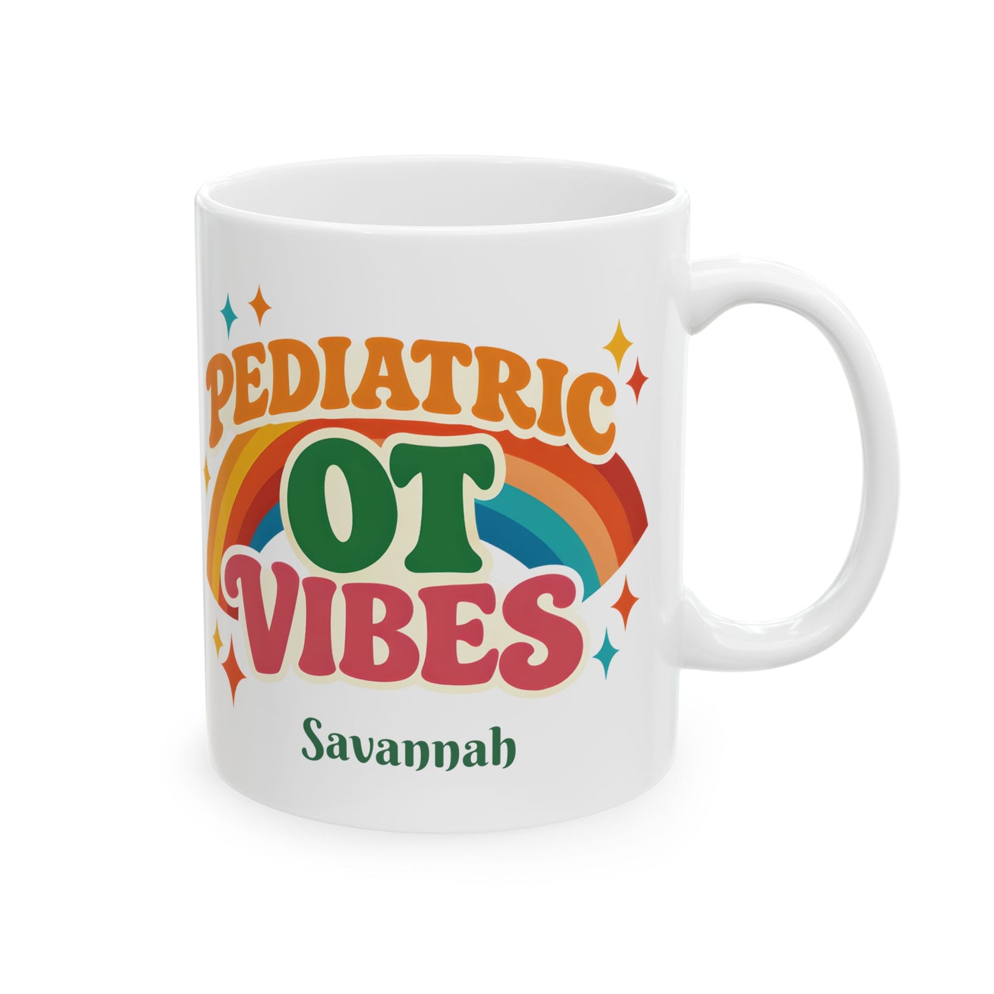 Pediatric OT Vibes Retro Personalized Mug | Custom Name Coffee Cup