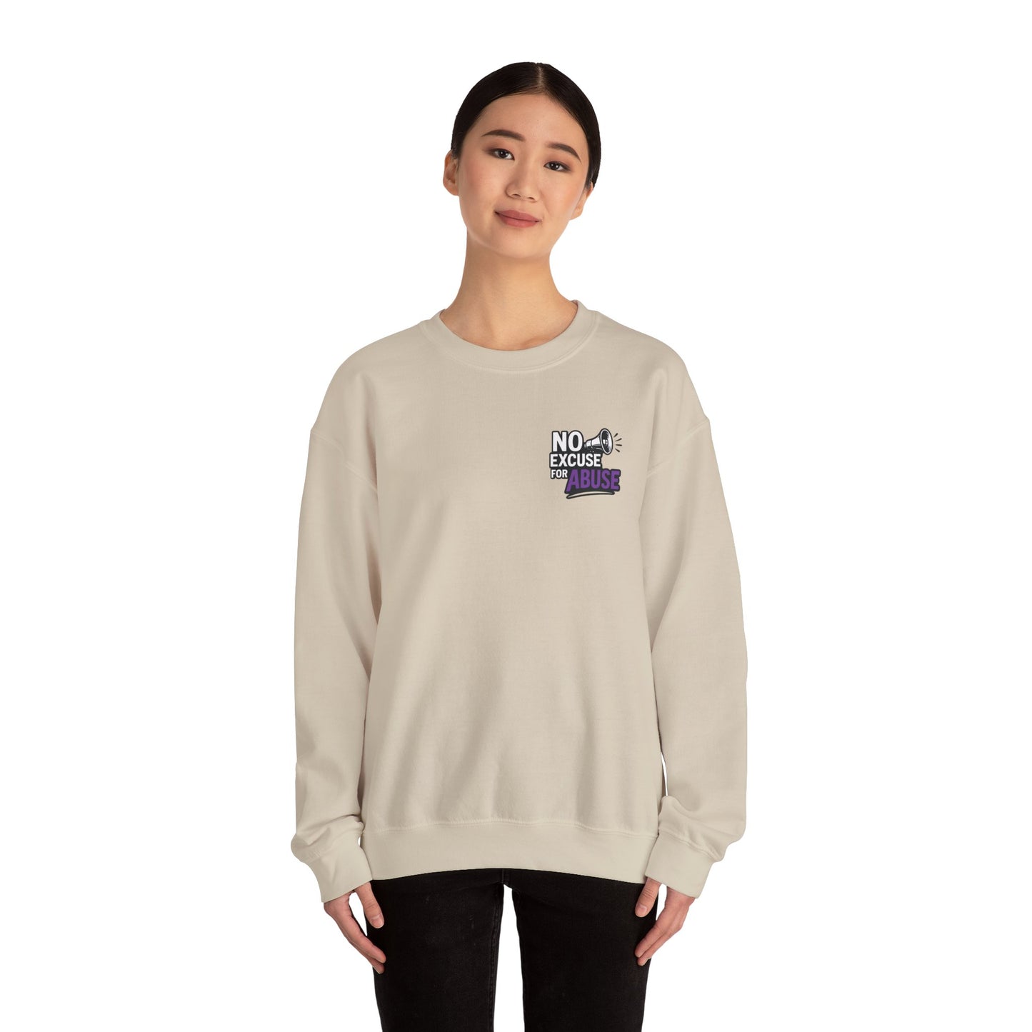 Awareness Sweatshirt - Unisex Heavy Blend™ Crewneck Sweatshirt, Domestic Violence Support Jumper, No Excuse For Abuse