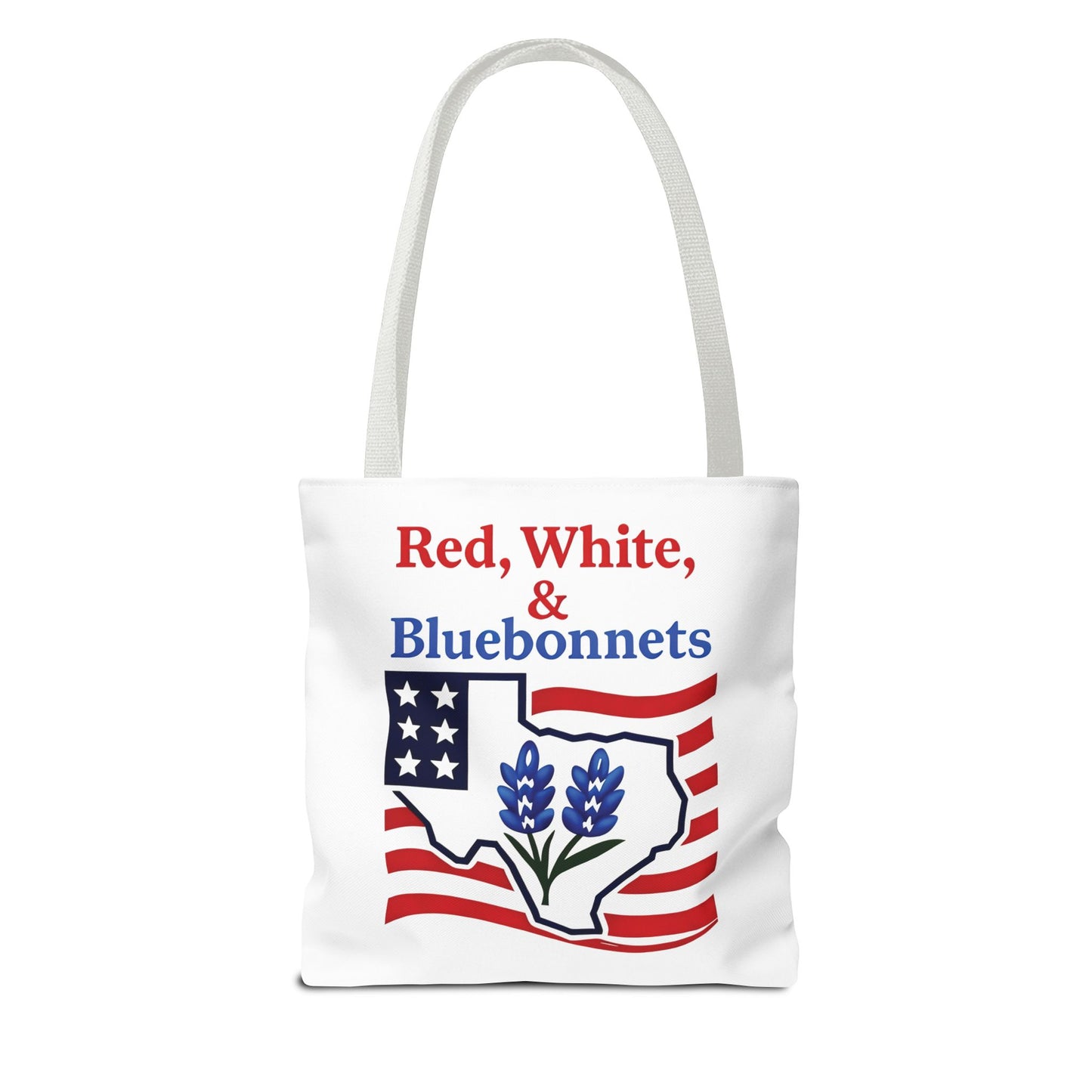 Texas Patriot Tote Bag, Red White and Bluebonnets, Independence Day Accessory, Summer Travel Bag, Gift for Texans, Stylish Grocery Tote