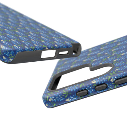 Phone Case, Texas Bluebonnet Tough Case, Navy Floral Phone Cover, Protective iPhone Case, Samsung Galaxy Case, Texas Wildflower Gift