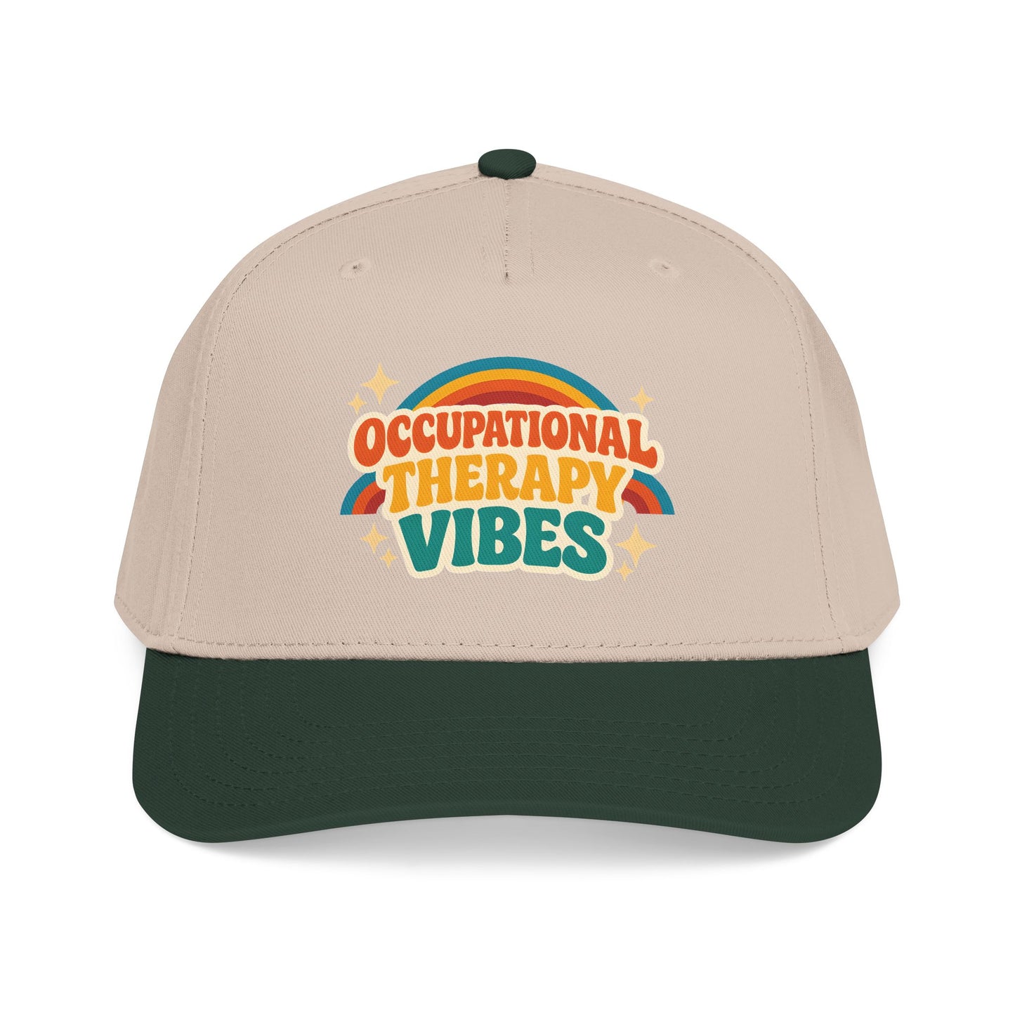 Occupational Therapy Vibes Cap | Retro Rainbow Mid Profile Baseball Cap