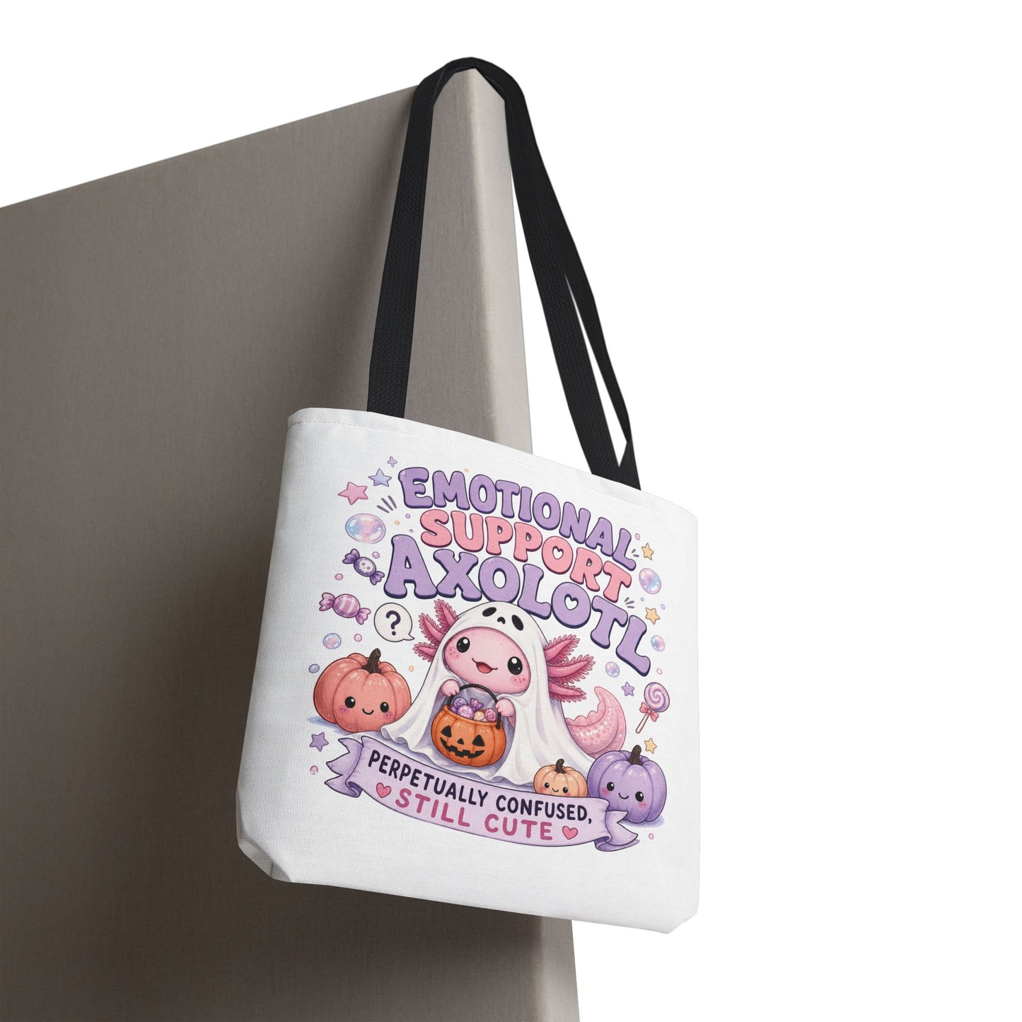 Emotional Support Axolotl Tote Bag | Cute Pastel Summerween Illustration