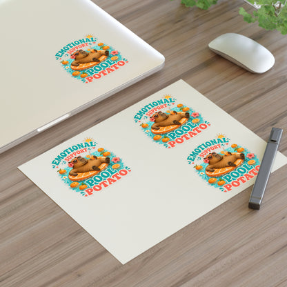 Emotional Support Pool Potato Capybara Sticker Sheet