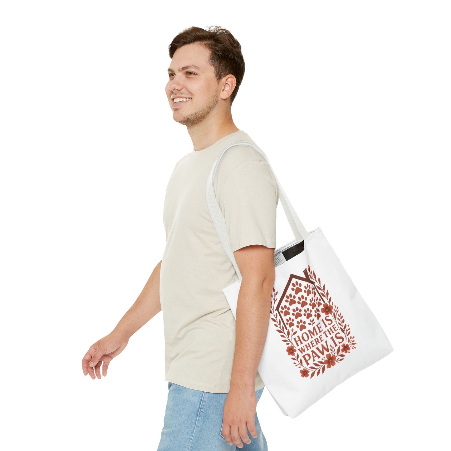 Home is Where the Paw Is Tote Bag | Pet Lover Gift, Floral Design, Animal Lover Accessory, Eco-Friendly Shopping Bag, Dog Mom Tote