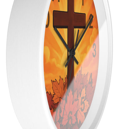 Faith-Inspired Autumn Wall Clock | Rustic Home Decor, Inspirational Gift, Christian Decor, Fall Decor, Cross Design