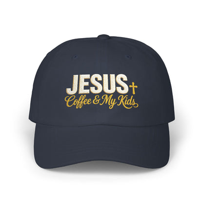 Jesus Coffee & My Kids Dad Cap | Christian Faith Hat, Embroidered Scripture