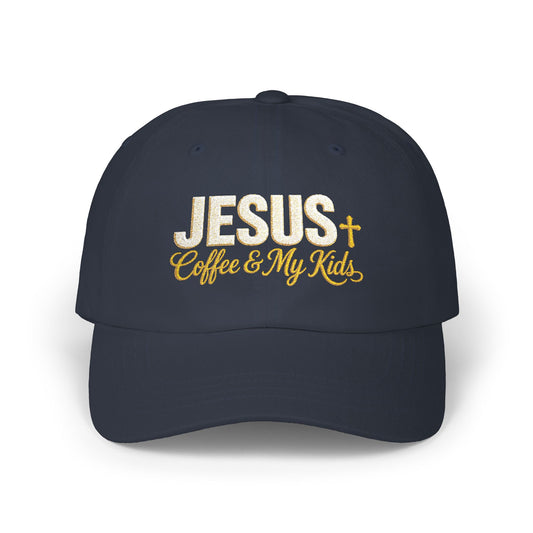 Jesus Coffee & My Kids Dad Cap | Christian Faith Hat, Embroidered Scripture