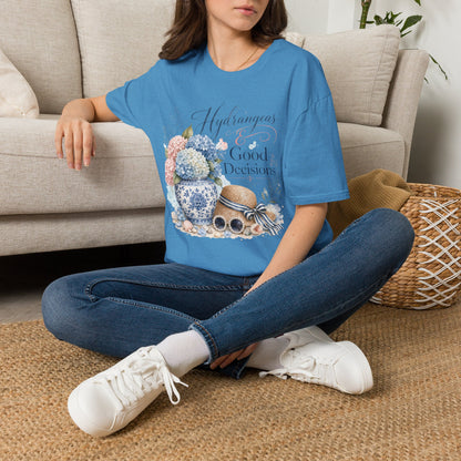Hydrangeas & Good Decisions T-Shirt | Floral Hydrangea Design