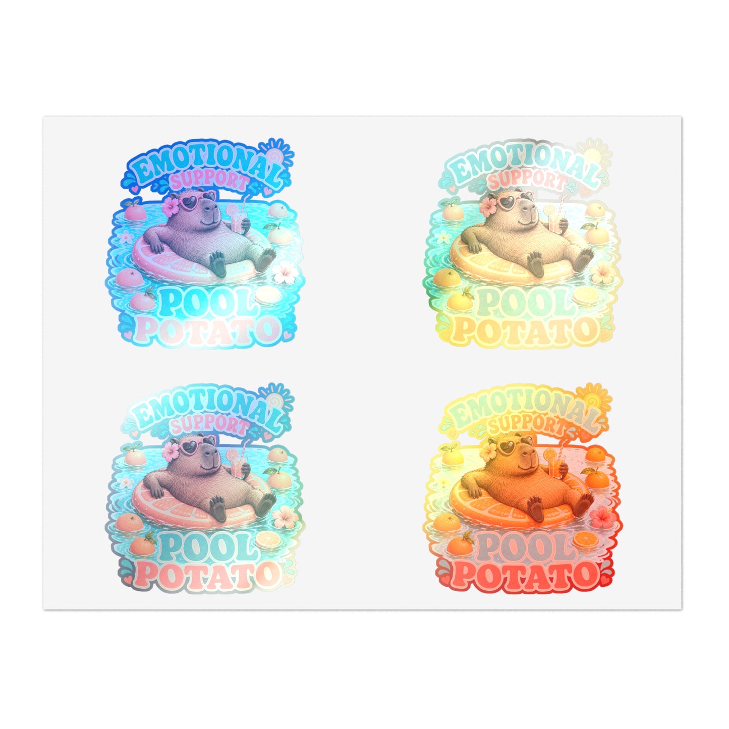 Emotional Support Pool Potato Capybara Sticker Sheet