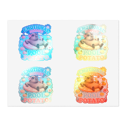 Emotional Support Pool Potato Capybara Sticker Sheet