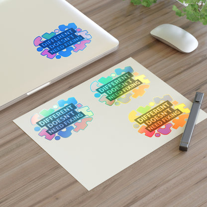 Different Doesn't Need Fixing Sticker Sheets | Autism Puzzle Piece Design