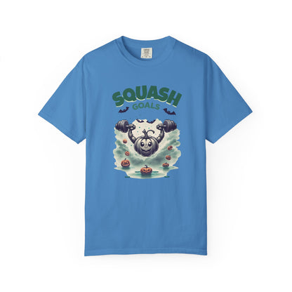 Halloween Fitness T-Shirt, Squash Goals Tee, Pumpkin Workout Shirt, Spooky Gym Wear, Fall Exercise Top, Unisex Apparel