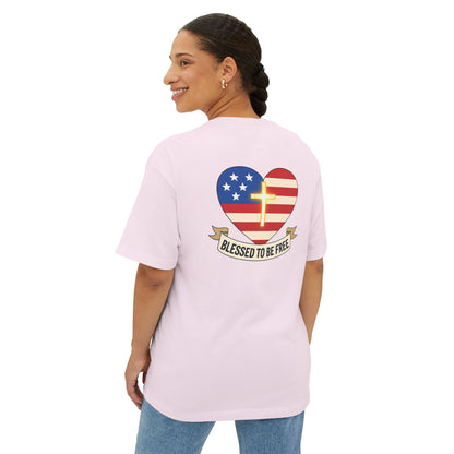 Freedom & Faith Unisex Oversized Tee, Summer Vibes Tee, Casual Gift, Patriotic Apparel, Faith-Based Outfit