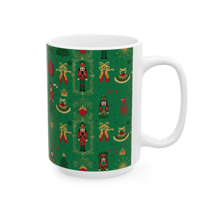 Nutcracker Pattern Mug | Christmas Ceramic Mug, 11oz or 15oz