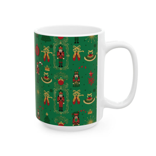 Nutcracker Pattern Mug | Christmas Ceramic Mug, 11oz or 15oz