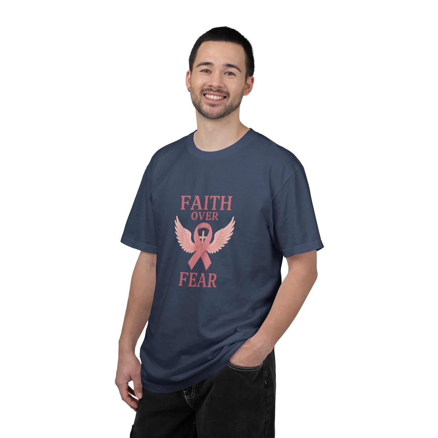 Faith Over Fear Unisex T-Shirt, Inspirational Shirt, Breast Cancer Awareness Tee, Gift for Support, Everyday Casual Wear