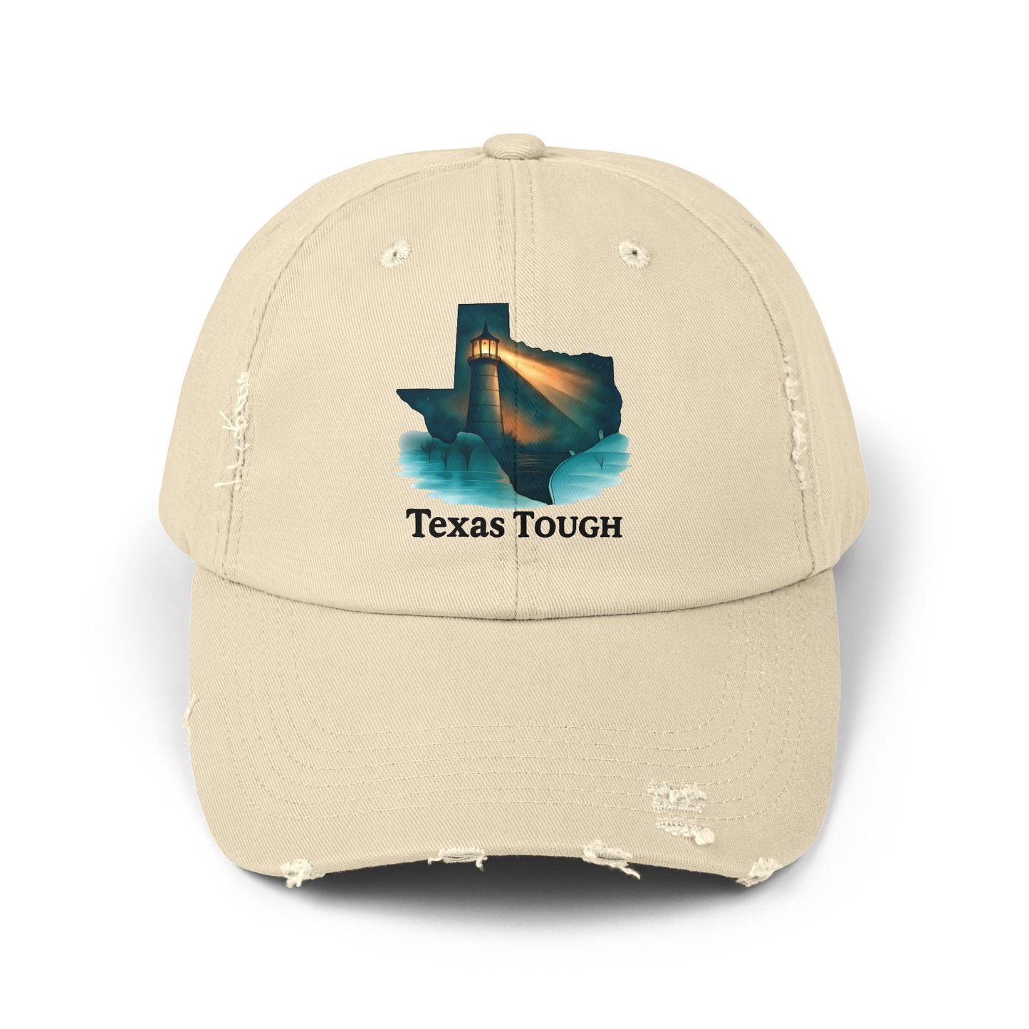 Distressed Cap, Texas Tough Lighthouse Hat, Baseball Cap, Unisex Baseball Hat, Texas Pride Cap, Strong Texas Gift, Distressed Baseball Cap