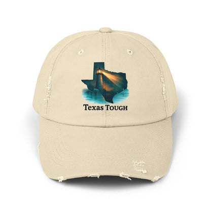 Distressed Cap, Texas Tough Lighthouse Hat, Baseball Cap, Unisex Baseball Hat, Texas Pride Cap, Strong Texas Gift, Distressed Baseball Cap