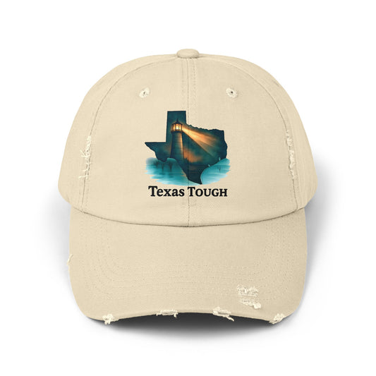 Distressed Cap, Texas Tough Lighthouse Hat, Baseball Cap, Unisex Baseball Hat, Texas Pride Cap, Strong Texas Gift, Distressed Baseball Cap
