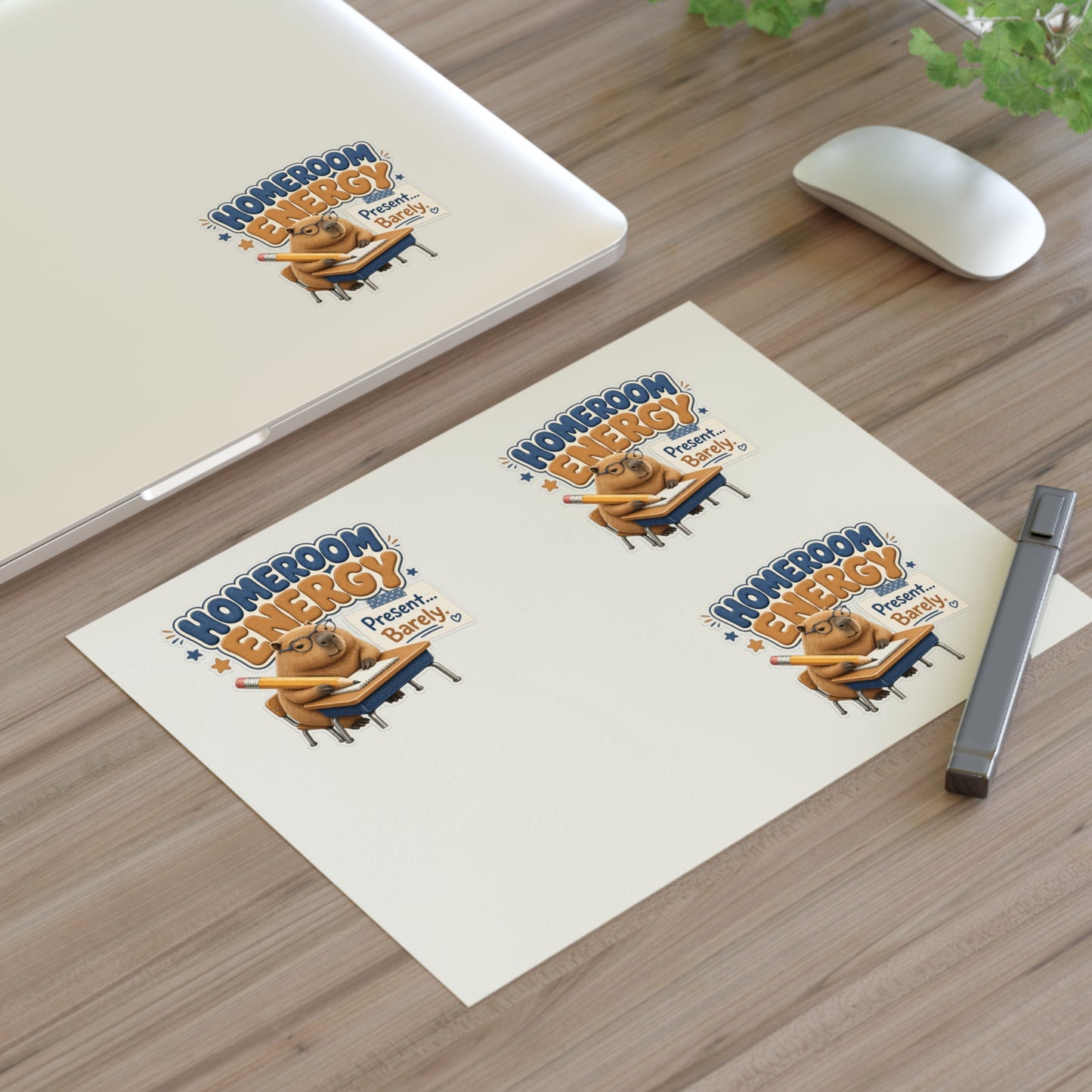 Homeroom Energy Present Barely Capybara sticker | Kiss-Cut Sticker