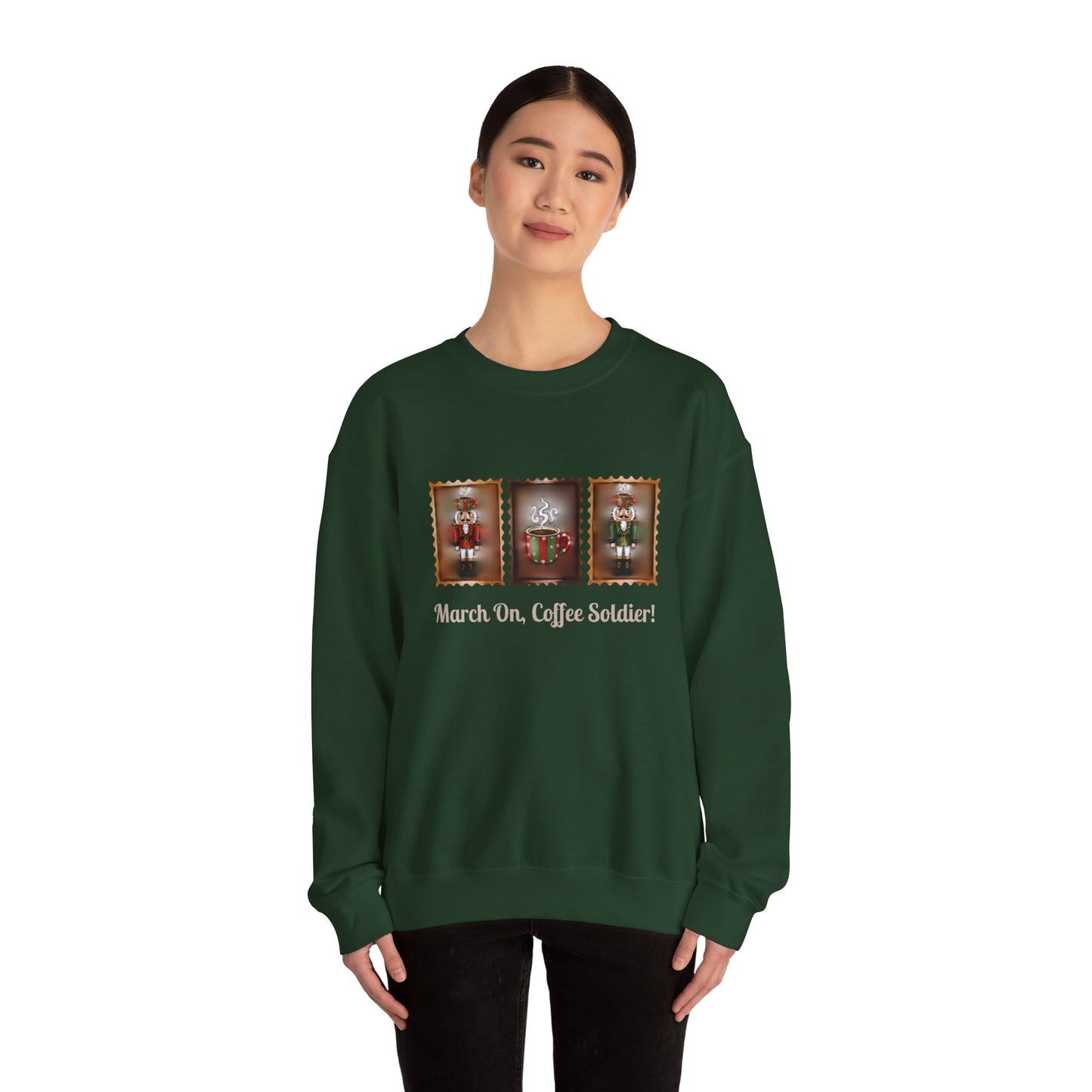 Coffee Soldier Nutcracker Crewneck Sweatshirt | March On, Coffee Soldier!