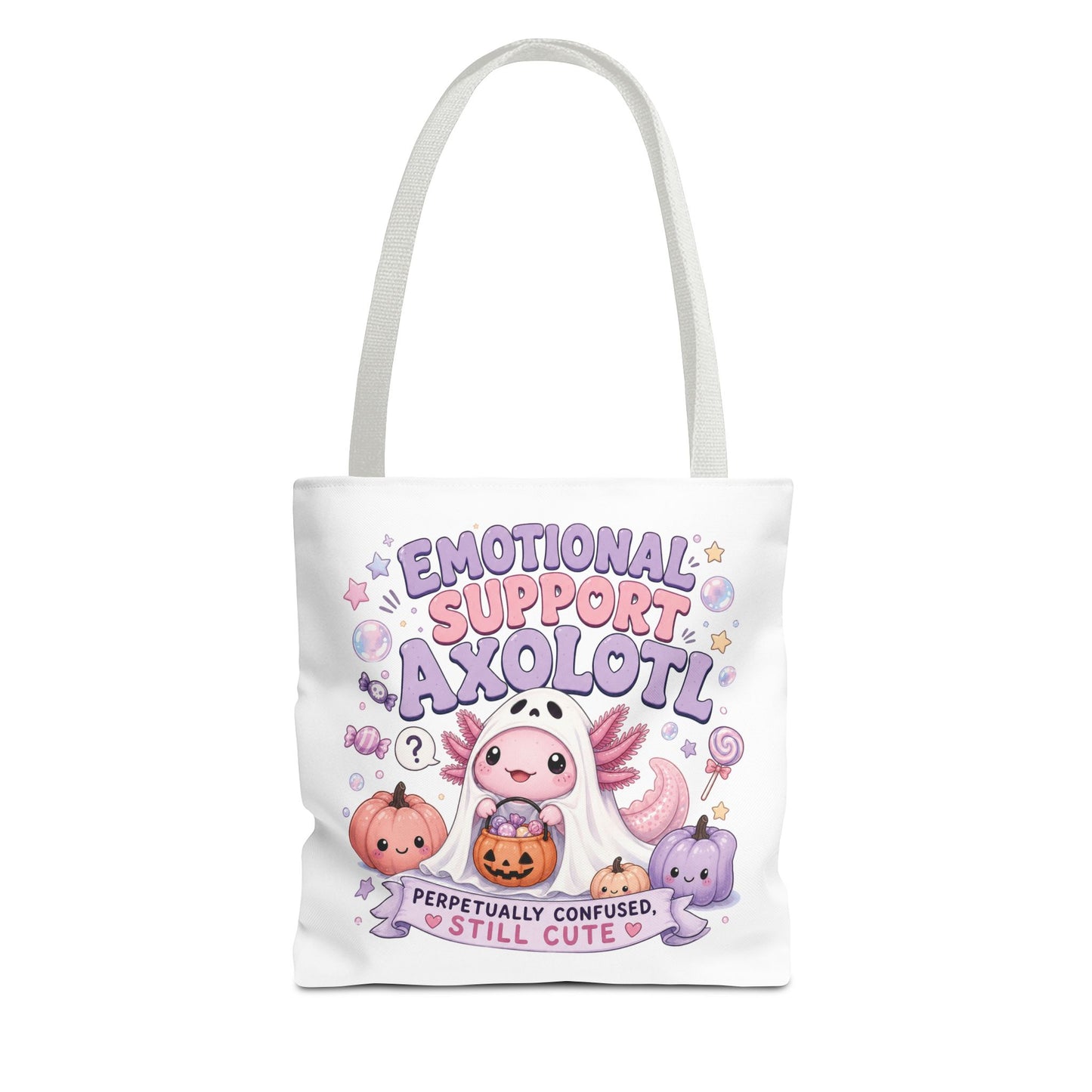 Emotional Support Axolotl Tote Bag | Cute Pastel Summerween Illustration