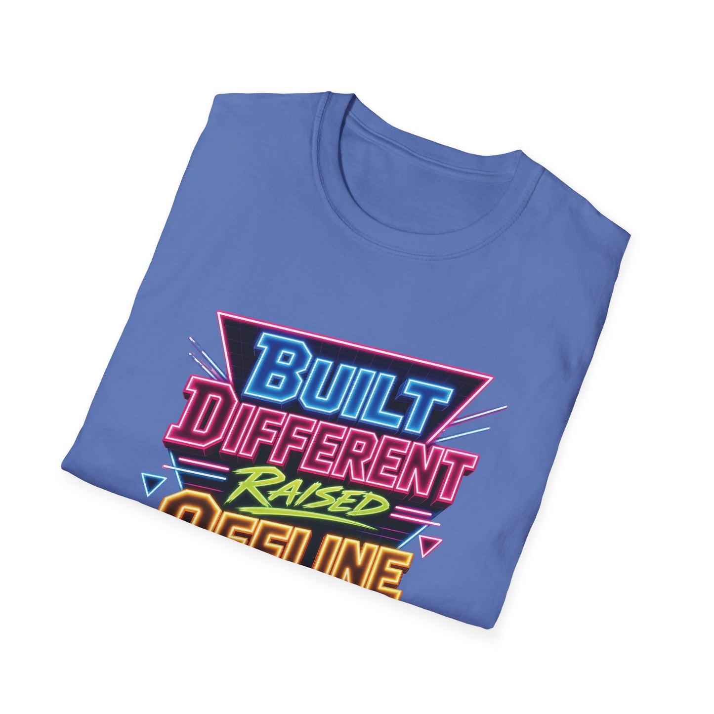 Built Different Raised Offline T-Shirt | Retro 80s Neon Graphic Tee