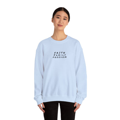 Faith Family Freedom Sweatshirt, Christian Sweatshirt, Religious Apparel, Inspirational Jumper, Religious Gift for Him/Her, Cozy Sweatshirt