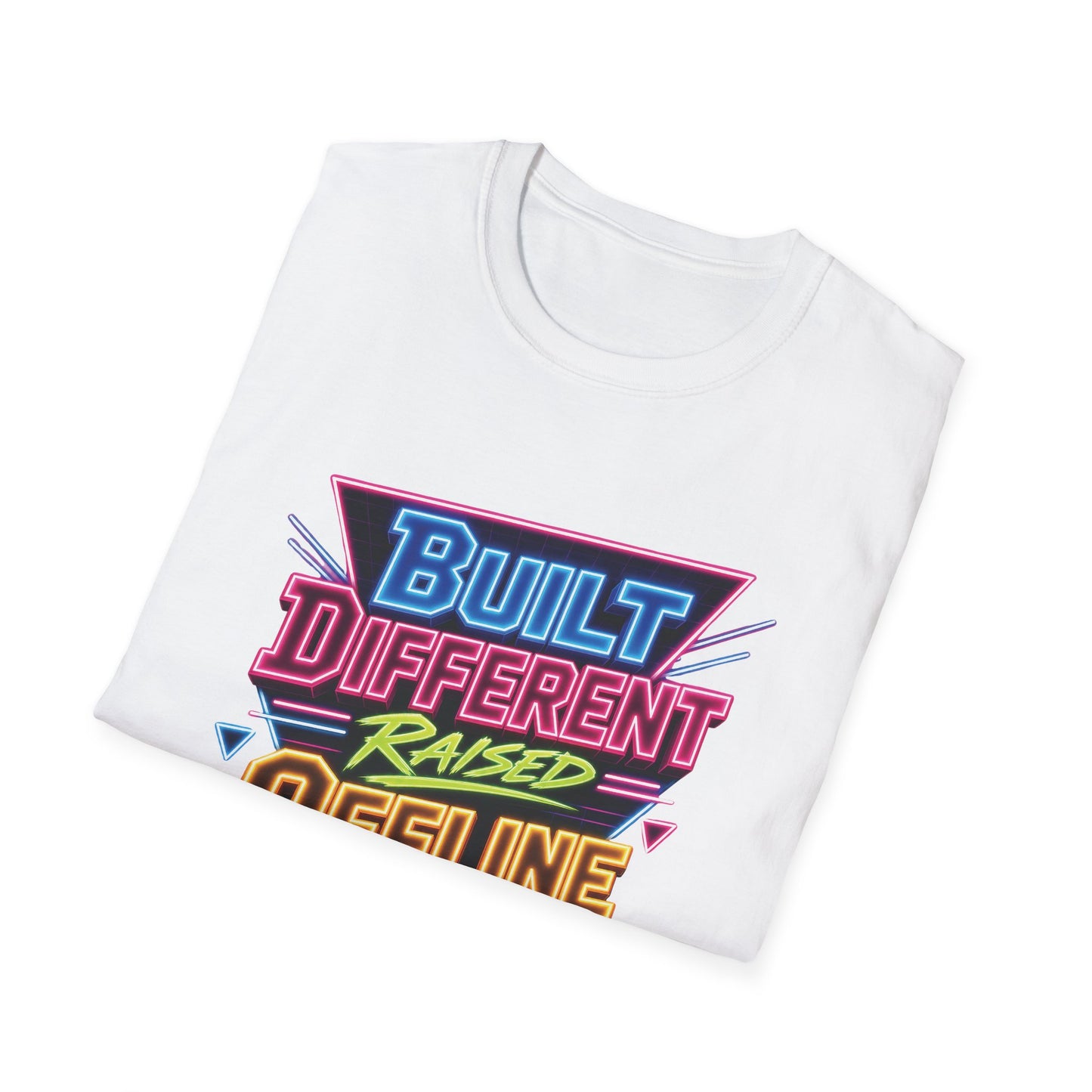 Built Different Raised Offline T-Shirt | Retro 80s Neon Graphic Tee