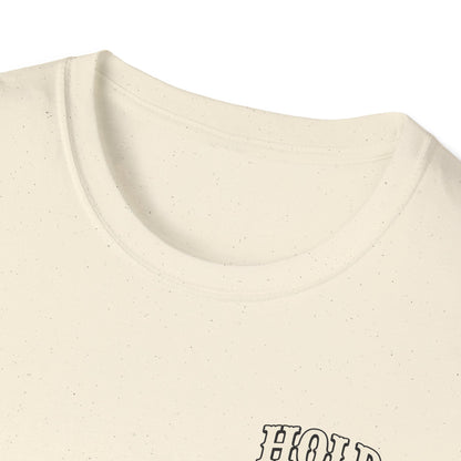 Hold Your Horses Honey T-Shirt | Retro Western Script, Chest & Back Graphic