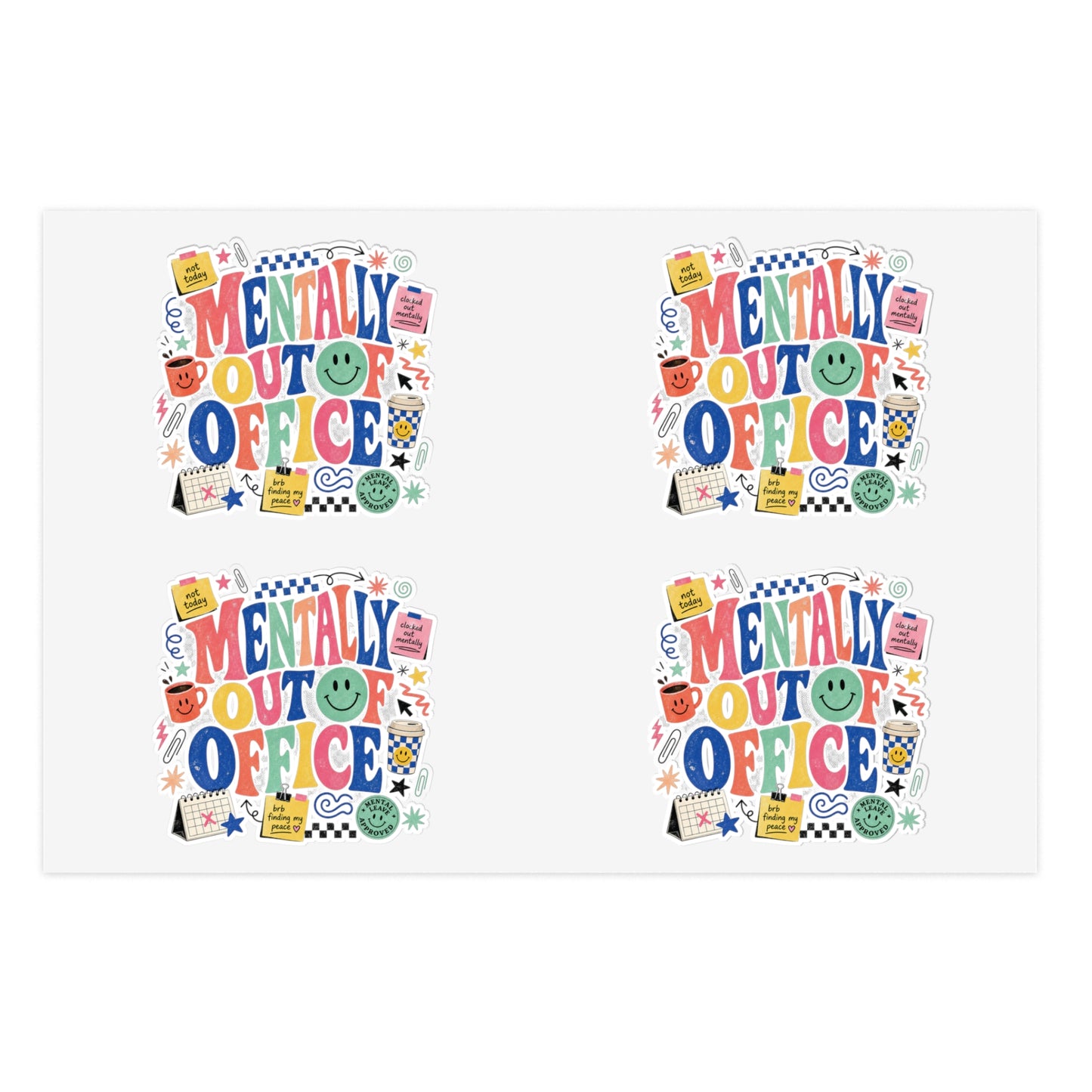 Mentally Out Of Office Sticker Sheets | Decorative Planner Stickers, Cute Office Humor