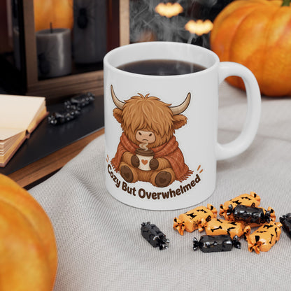 Cozy But Overwhelmed Highland Cow Mug | Ceramic Coffee Tea Cup