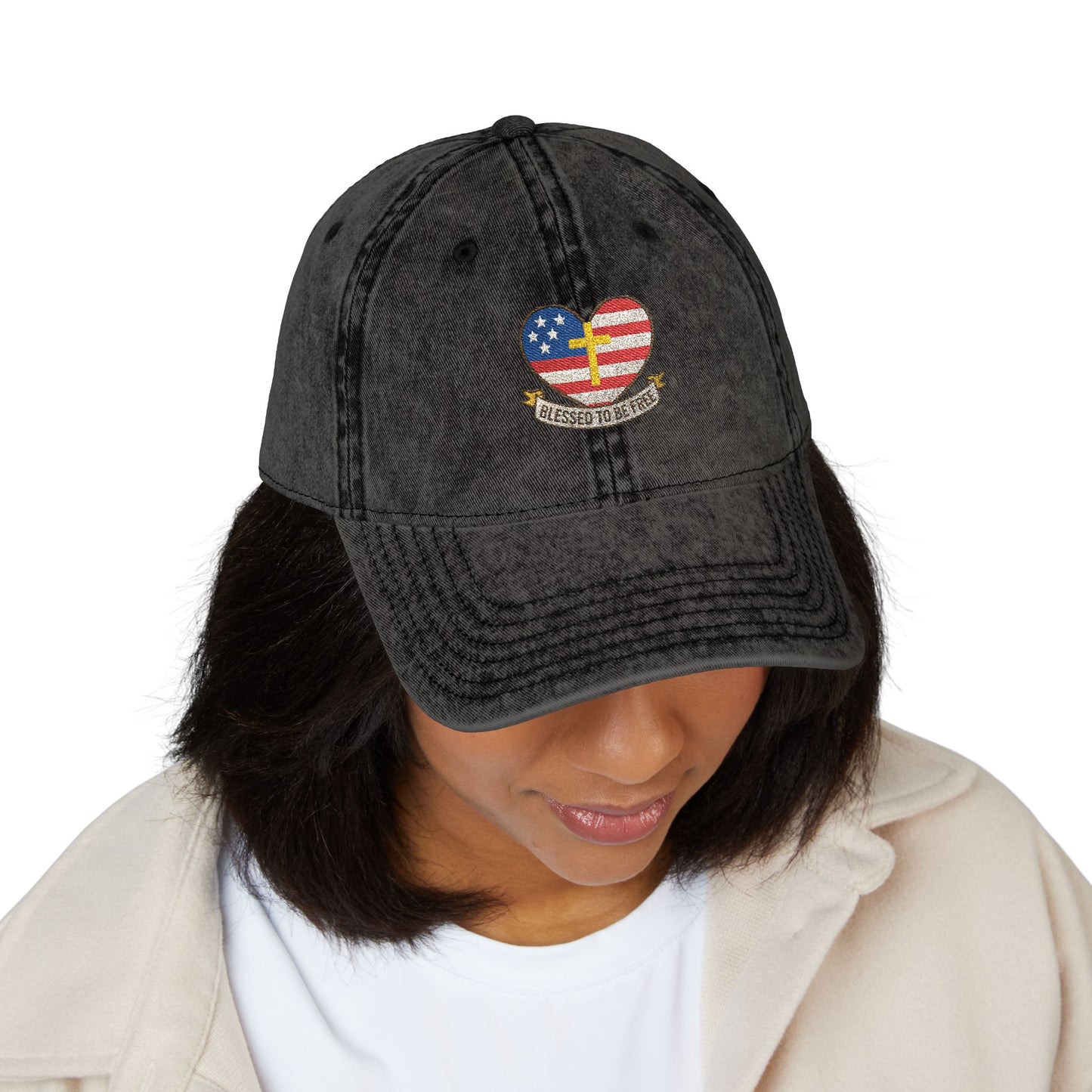 Embroidered Cap Blessed to Be Free - Vintage Freedom Hat, Retro Baseball Cap, Distressed Dad Cap for Men and Women, Adjustable Unisex Hat,