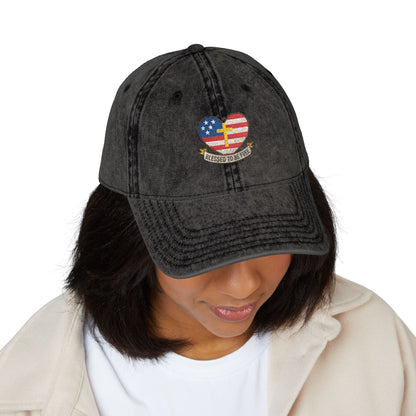 Embroidered Cap Blessed to Be Free - Vintage Freedom Hat, Retro Baseball Cap, Distressed Dad Cap for Men and Women, Adjustable Unisex Hat,