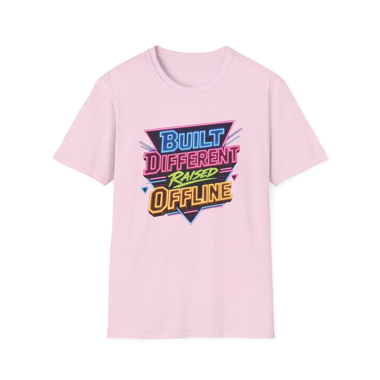 Built Different Raised Offline T-Shirt | Retro 80s Neon Graphic Tee