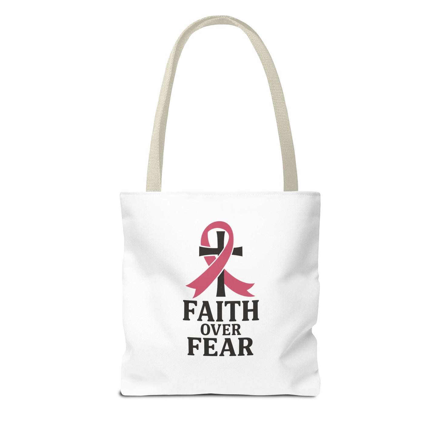 Faith Over Fear Tote Bag, Inspirational Gift for Cancer Awareness, Motivational Tote, Breast Cancer Support, Daily Use Bag