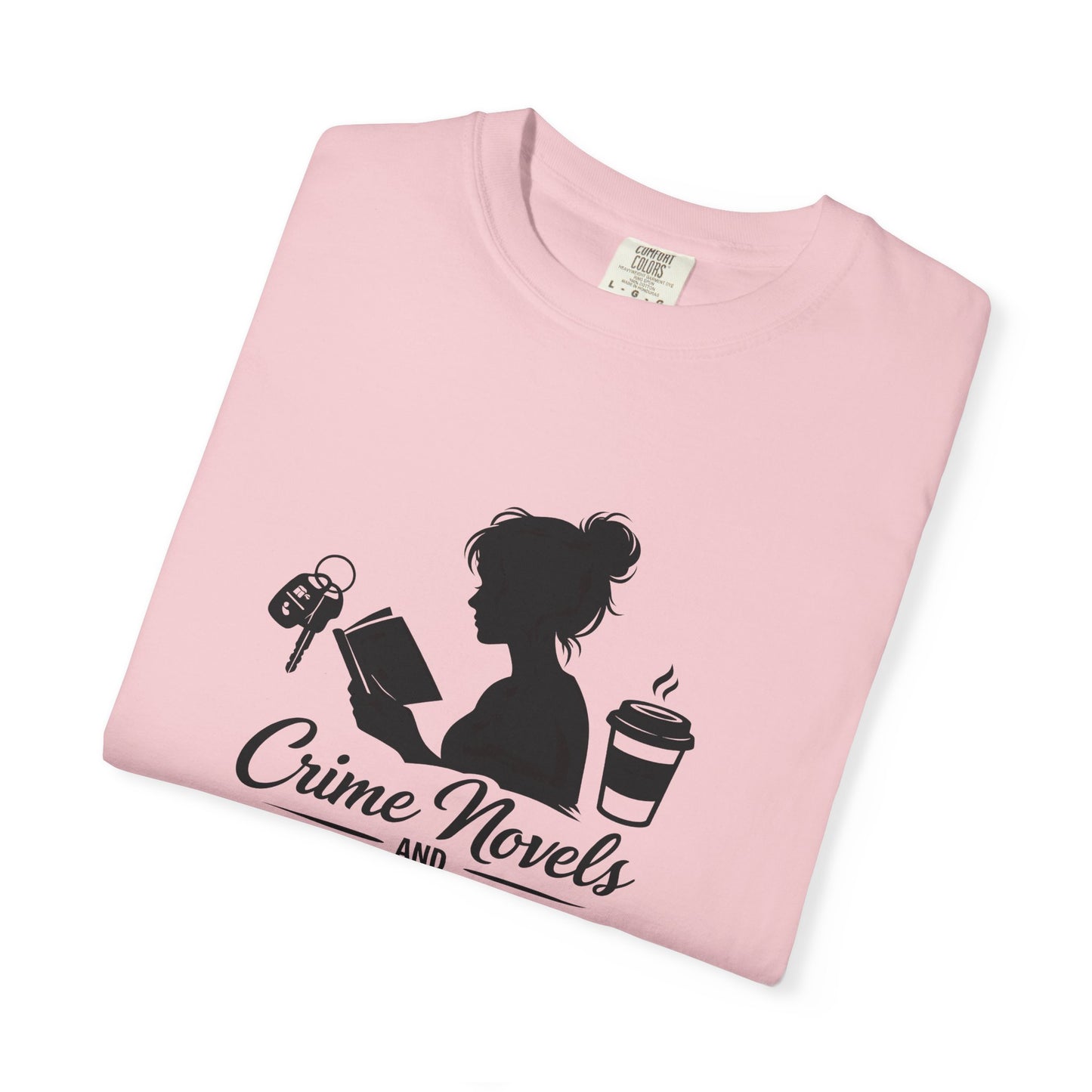 Crime Novels and Carpool Lines T-shirt | Reading Mom Silhouette, Coffee Graphic