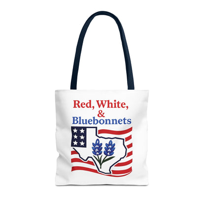 Texas Patriot Tote Bag, Red White and Bluebonnets, Independence Day Accessory, Summer Travel Bag, Gift for Texans, Stylish Grocery Tote