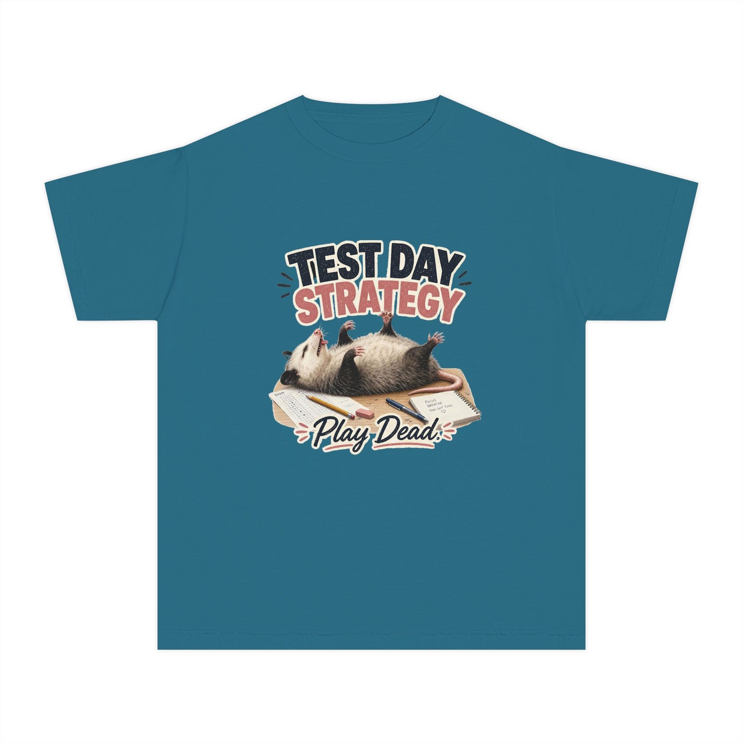 Test Day Strategy Play Dead Youth Tee | Possum Illustration, Back-to-School