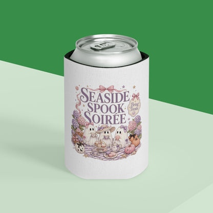 Seaside Spook Soiree Can Cooler | Halloween Ghost Picnic Cooler Sleeve