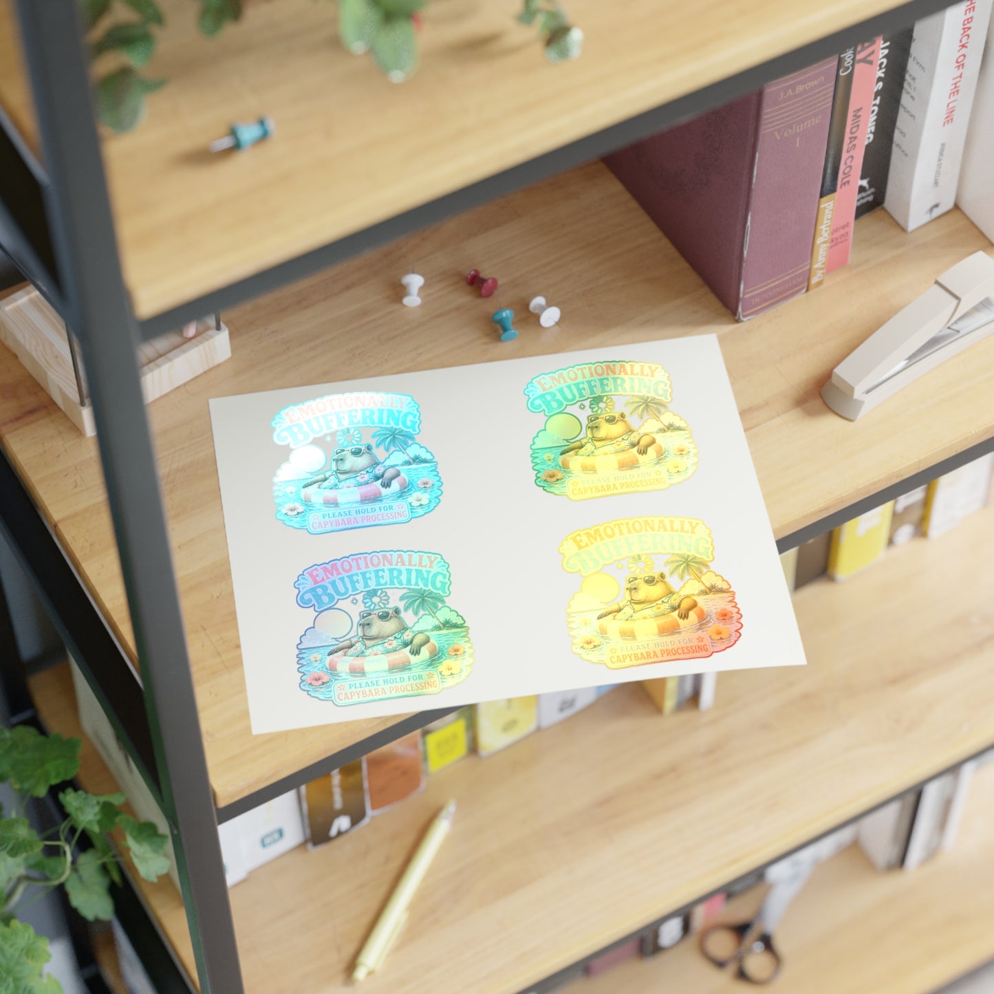 Emotionally Buffering Capybara Illustration Sticker Sheet | 4pcs