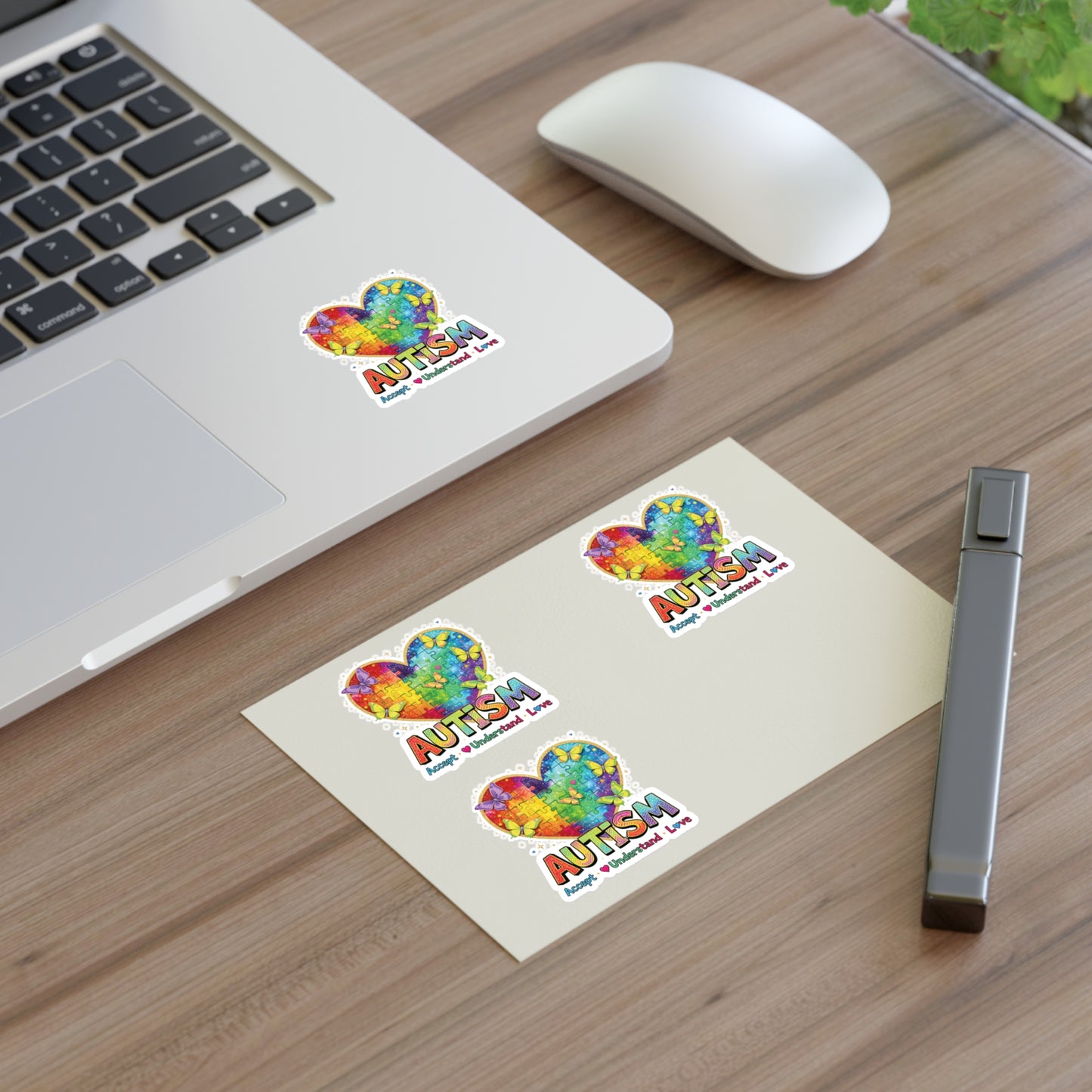 Autism Puzzle Heart Sticker Sheet | Accept Understand Love, Rainbow Awareness