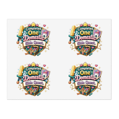Completed One Domestic Side Quest Sticker Sheet | Cute Achievement Badge Stickers