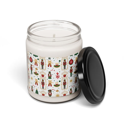 Nutcracker Pattern Candle, Soy Jar | Christmas Holiday Scattered Icons