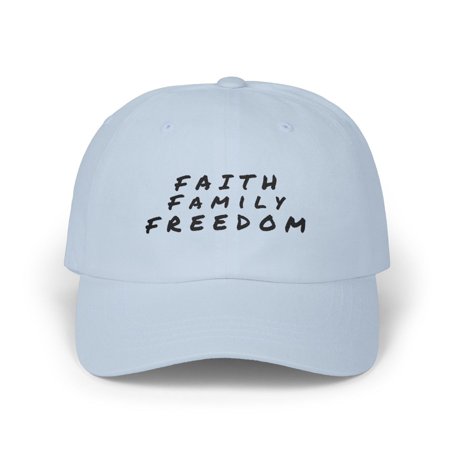 Classic Dad Cap - Faith Family Freedom Hat, Patriotic Baseball Cap, Religious Embroidered Cap, Vintage Dad Hat, American Pride Headwear