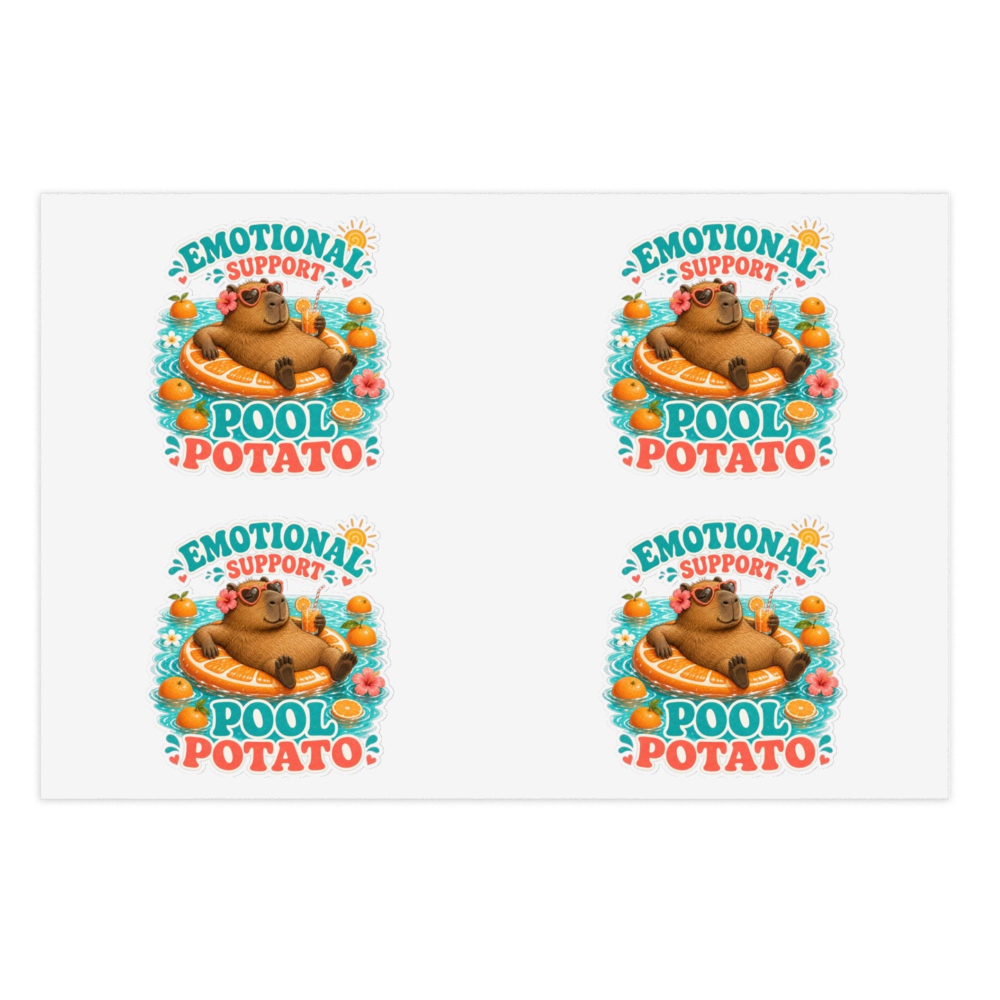 Emotional Support Pool Potato Capybara Sticker Sheet