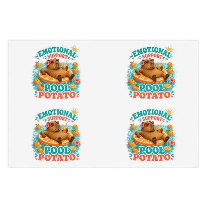 Emotional Support Pool Potato Capybara Sticker Sheet