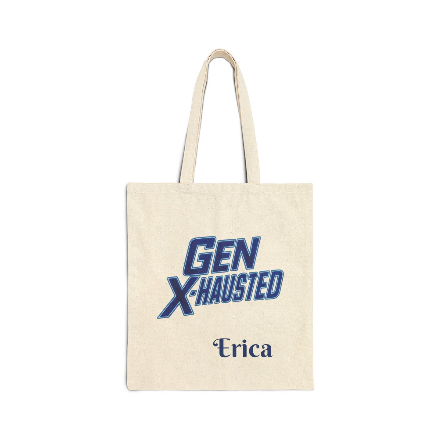Gen X-Hausted Cotton Canvas Tote Bag, Funny Forgotten Gen X Humor, Reusable Shopping Bag, Eco-Friendly Grocery Tote, Gift for Gen X-er,