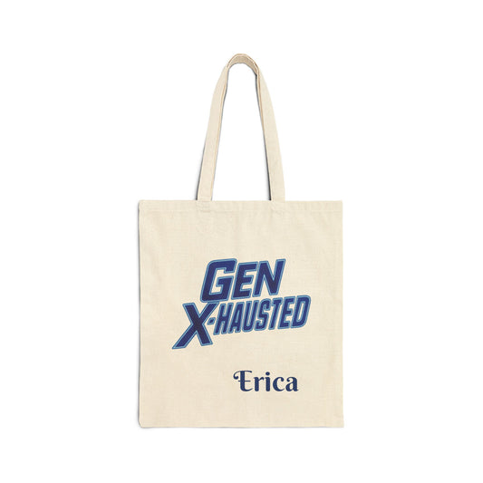 Gen X-Hausted Cotton Canvas Tote Bag, Funny Forgotten Gen X Humor, Reusable Shopping Bag, Eco-Friendly Grocery Tote, Gift for Gen X-er,