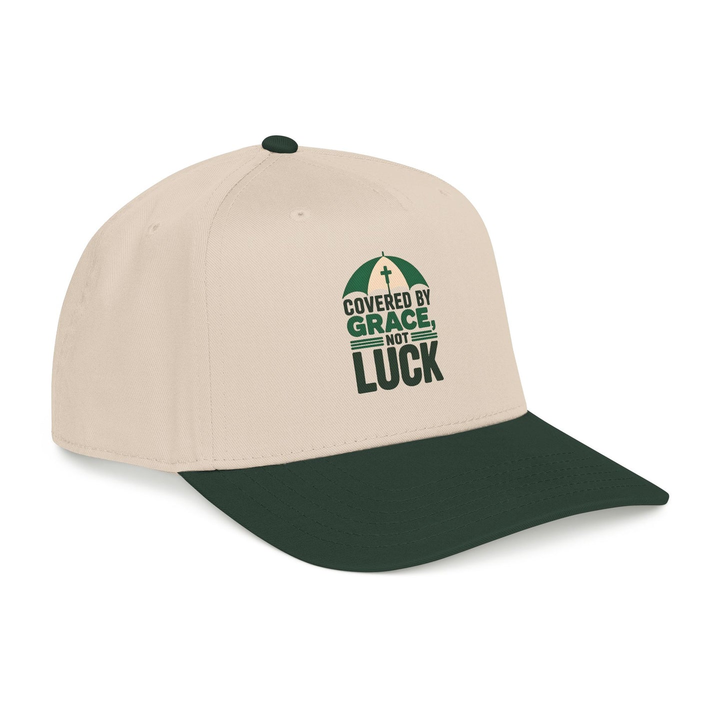 Covered by Grace Not Luck baseball cap | Christian faith hat